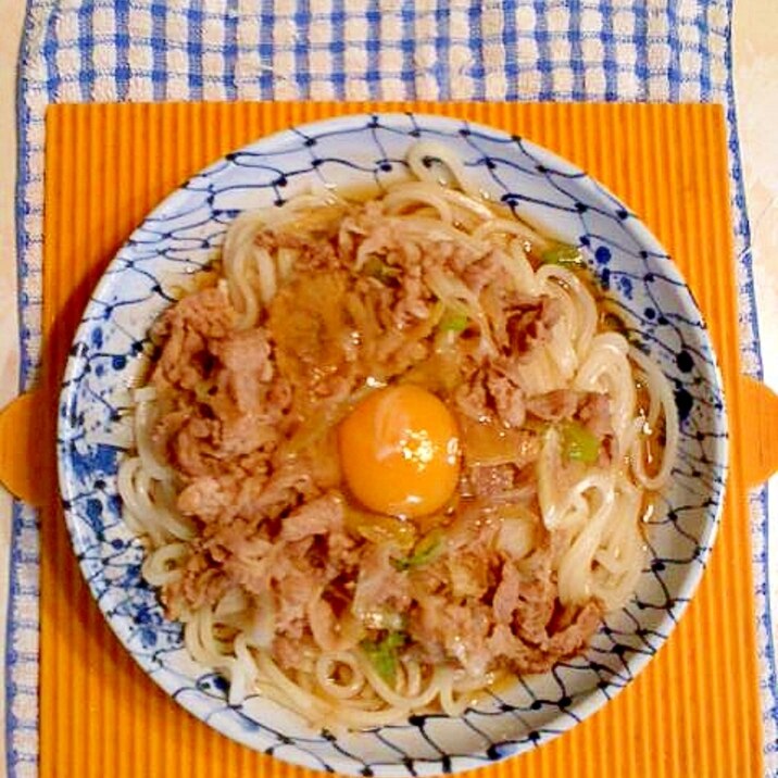 豚肉釜玉うどん♪